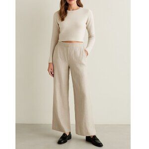 Rachel Zoe Beige shimmer 100% Linen Wide Leg Pants Effortless Chic Resort